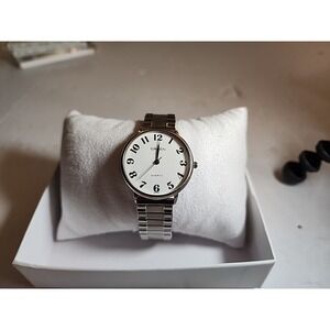vtg Gruen‎ stainless steel WRISTWATCH GR7075 retro mcm silver bracelet